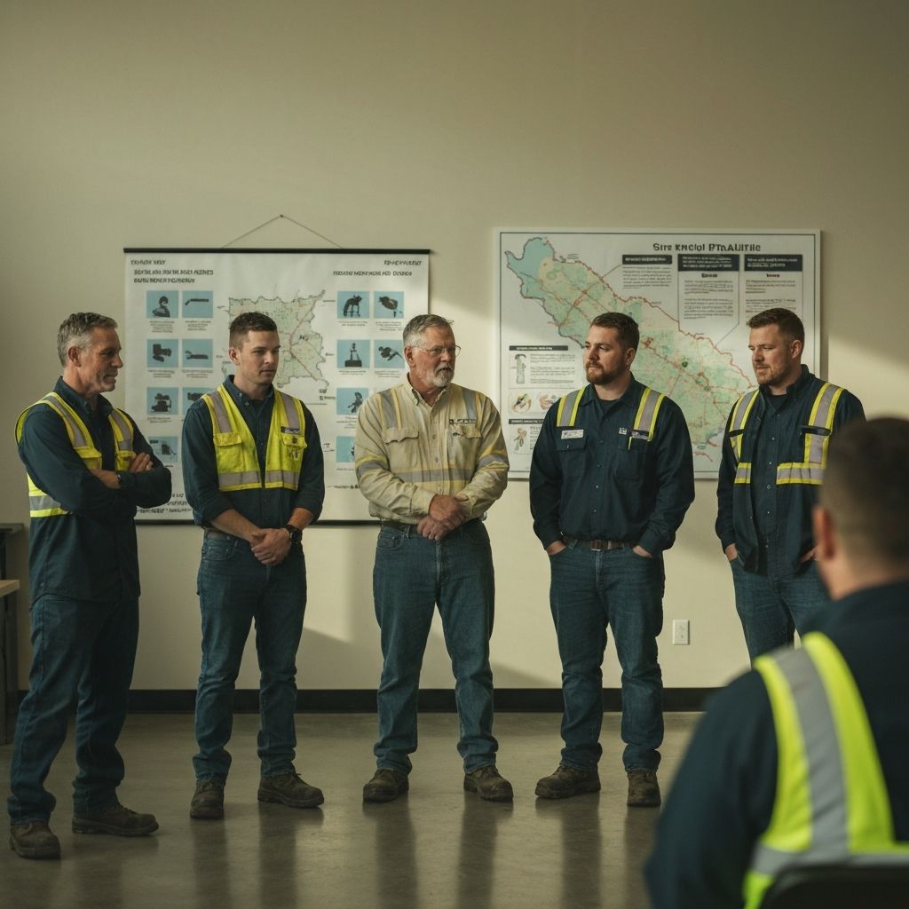 Hydrovac Grande Prairie team conducting a safety meeting