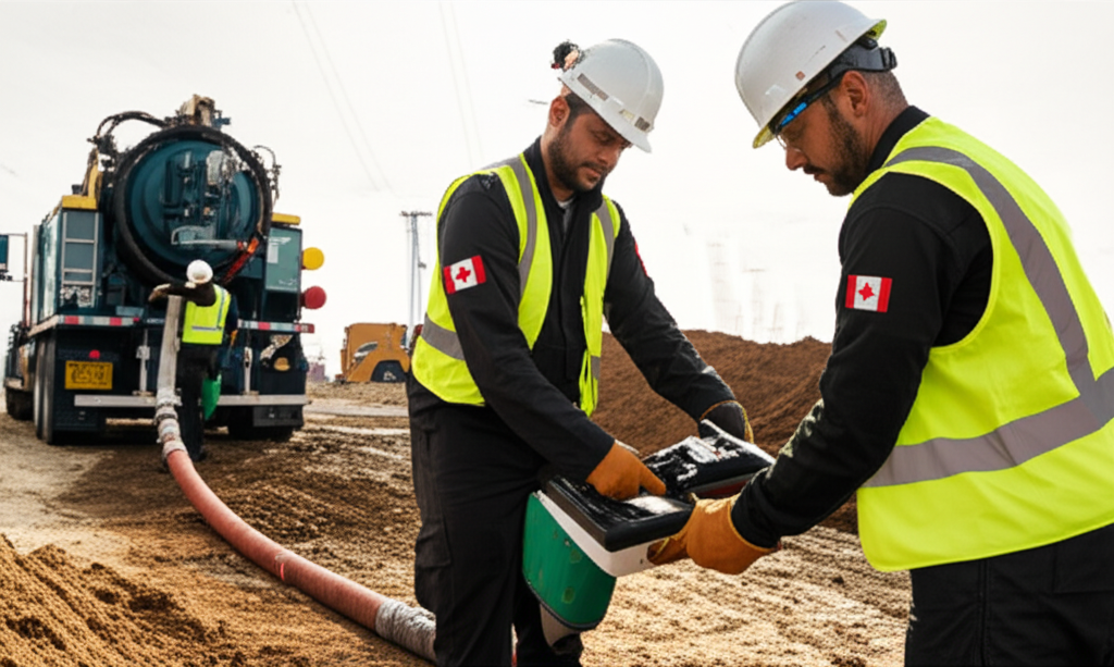 Detailed view of hydrovac equipment controls
